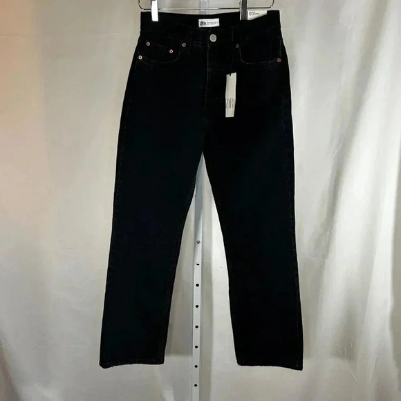 Zara Denim - Zara Straight Fit Size 4 Button Fly Jeans Black Women Casual Business